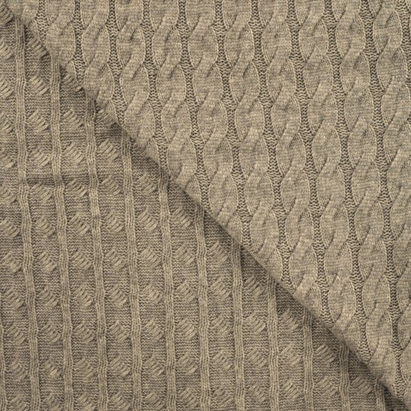 Strickstoff„Nordic Cable Matilda“ – Zopfmuster,  khaki meliert