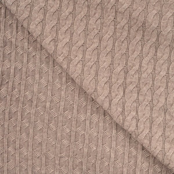 Strickstoff„Nordic Cable Matilda“ – Zopfmuster,  taupe meliert