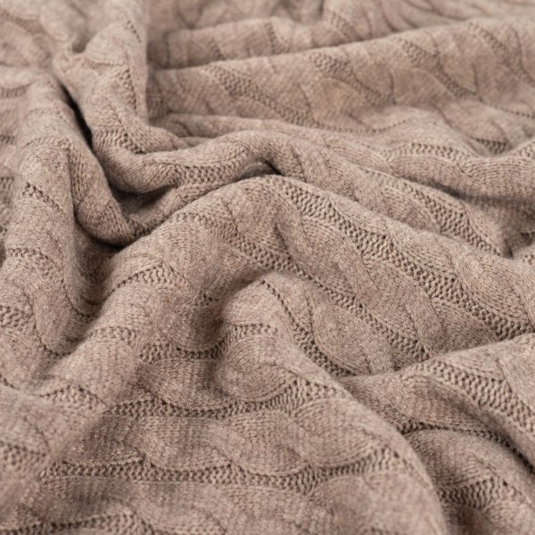 Strickstoff„Nordic Cable Matilda“ – Zopfmuster,  taupe meliert