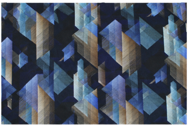 Viskose Webware – Geometrische Formen Navy/Blau