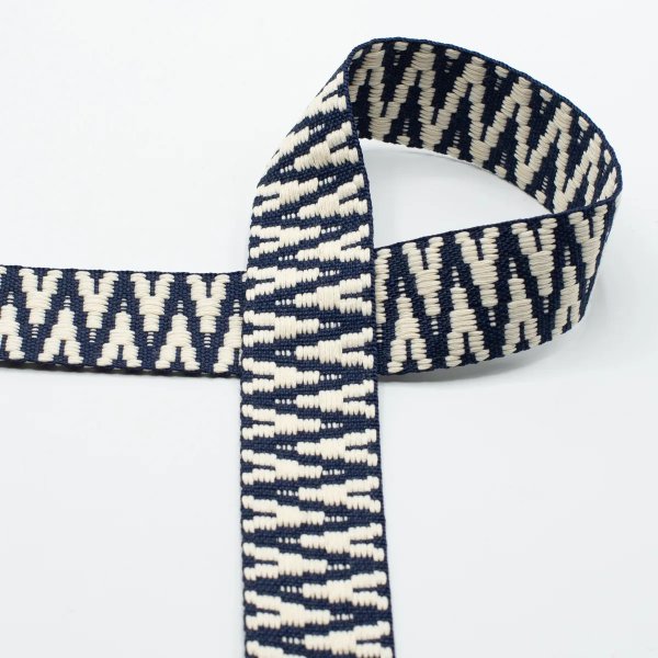 Gurtband 40mm Chevron navy/wollweiss