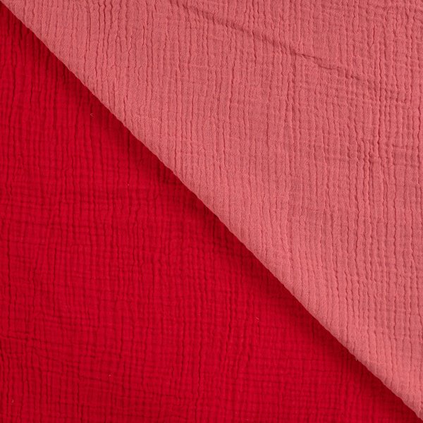 Double Face Musselin neon/ red