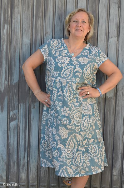 Double Slub Musselin Paisley blau creme