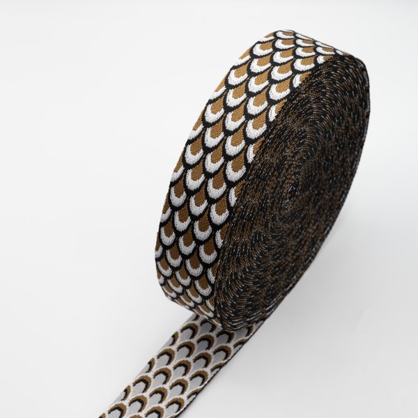 Gurtband 50mm Bögen beige/schwarz